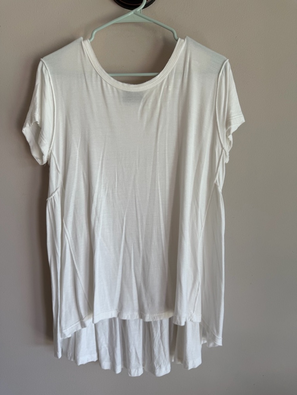 VICI White Short Sleeve High Low Layered Pleated Hem Top Small